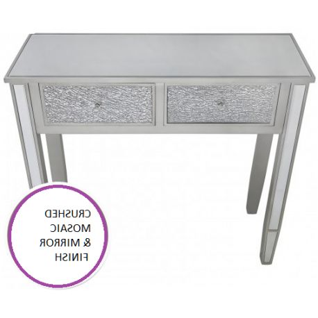 Most Up To Date Silver Mosaic Console Table With Silver Trim Throughout Silver Leaf Rectangle Console Tables (View 15 of 15)