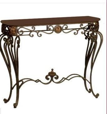 Most Up To Date Wrought Iron Console Tables With Regard To Beautiful European Wrought Iron Wood Entrance Sofa Table (View 12 of 15)