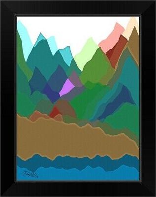 Mountain Wall Art In Fashionable Multicolored Mountain Overlap Black Framed Art Print (View 14 of 15)
