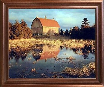 Mountains Wood Wall Art Throughout Best And Newest Barn And Field Lake Landscape Scenic Wall Art Decor (View 8 of 15)