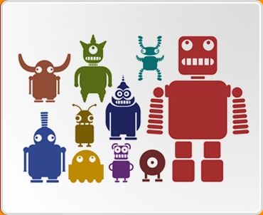 Multicoloured Robots Set Wall Sticker For 2018 Robot Wall Art (View 7 of 15)