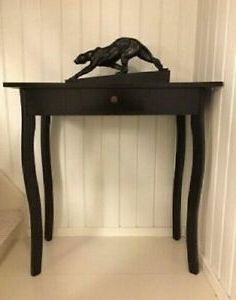 Narrow Hall Console Table Black Slim Cottage Entryway With 2020 Aged Black Console Tables (View 3 of 15)