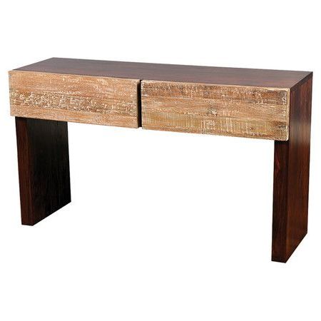 Natural Mango Wood Console Tables Regarding Widely Used Acacia Wood Console Table With Two Drawers And A Dark (View 10 of 15)