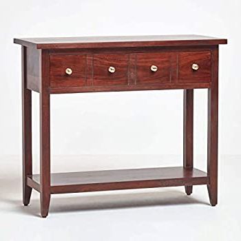 Natural Mango Wood Console Tables Within Well Known Homescapes Groove Dark Wood Console Table Desk With (View 3 of 15)