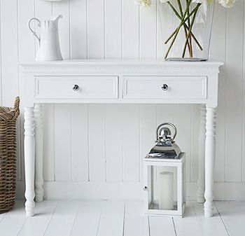 New England White Console Table With Drawers And Silver For Preferred Silver Console Tables (View 6 of 15)