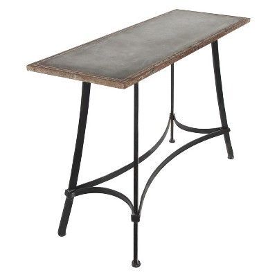 Newest Brown Wood And Steel Plate Console Tables Pertaining To Metal Industrial Arts Style Rectangular Console Table (View 8 of 15)