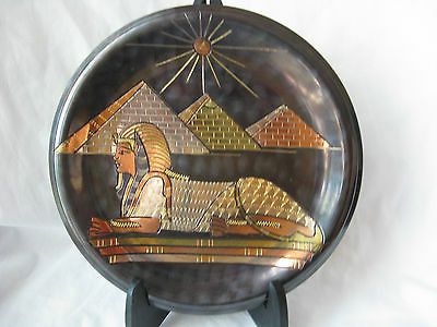 Newest Egyptian Brass Wall Decor Plate Black Pyramid Sphinx  (View 14 of 15)