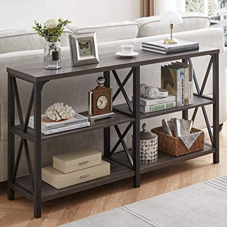 Newest Metal And Oak Console Tables Throughout Amazon: Lvb Industrial Console Table, Rustic Wood And (View 14 of 15)