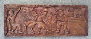 Newest Vintage African Art Wood Panel Carving Plaque 24" X 9 Pertaining To Urban Tribal Wood Wall Art (View 1 of 15)