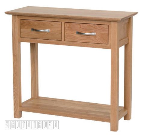 Newland Solid Oak 2 Drawer Console Table In Most Popular 2 Drawer Oval Console Tables (View 11 of 15)