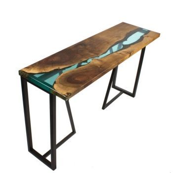 Oak Wood And Metal Legs Console Tables For Best And Newest Indian Epoxy Resin Live Edge Turquoise River Console Table (View 9 of 15)