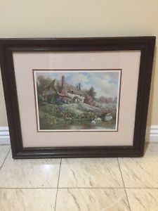 Oak Wood Wall Art Pertaining To Current Vintage Carl Valente Village Framed Picture Art Print Oak (View 14 of 15)