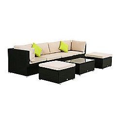 Outsunny 7Pc Patio Rattan Sofa Set Cushioned Furniture Intended For Newest Black And Tan Rattan Console Tables (View 3 of 15)