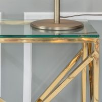 Popular Glass And Gold Oval Console Tables Intended For Moneen Glass And Stainless Steel Gold Console Table (View 4 of 15)