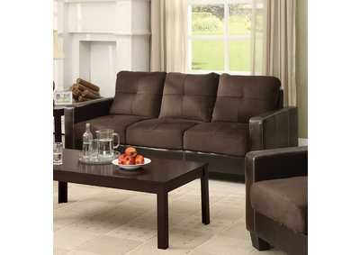 Popular Laverne Chocolate Sofa Homestead Furniture Pertaining To Cocoa Console Tables (View 1 of 15)