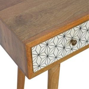 Popular Solid Wood 3 Drawer Geometric Screen Printed Console Table Inside Geometric Console Tables (Photo 11 of 15)