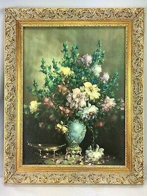 Popular Vintage Ornate Framed Floral Roses Print Fontana Hollywood Throughout Lines Framed Art Prints (View 4 of 15)