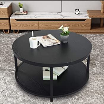 Preferred Amazon: Nsdirect Round Coffee Table, 36 Inch Rustic With Dark Coffee Bean Console Tables (View 8 of 15)