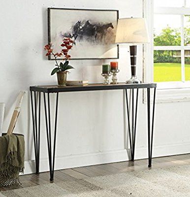 Preferred Amazon: Vintage Brown Black Metal Frame Entryway Pertaining To Hammered Antique Brass Modern Console Tables (View 5 of 15)