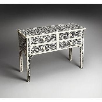 Preferred Black And White Console Tables Throughout Minimalist Bone Inlay Console (View 3 of 15)