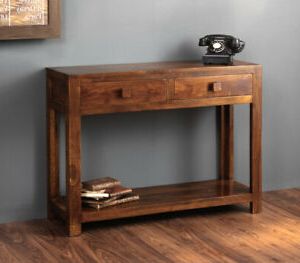 Preferred Dakota Solid Mango Hall Console Table W/Drawers Shelf In Natural Mango Wood Console Tables (View 12 of 15)