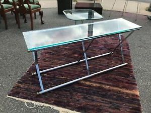 Preferred Glass And Chrome Console Tables In Chrome, Brass And Glass Sofa Table 80's Vintage Mid (View 12 of 15)