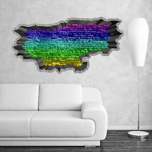 Preferred Rainbow Wall Art For 3D Rainbow Cracked Brick Wall Art Sticker Decal Mural Add (View 13 of 15)