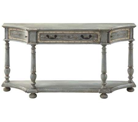Preferred Square Weathered White Wood Console Tables Intended For Reina Distressed Blue Gray Console Table (View 1 of 15)