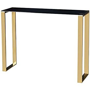 Recent Amazon: Cortesi Home Remini Narrow Contemporary Glass Regarding Square Black And Brushed Gold Console Tables (View 1 of 15)