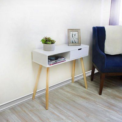 Recent Geometric White Console Tables Throughout Hashtag Home Deegan Left Drawer Console Table (View 9 of 15)