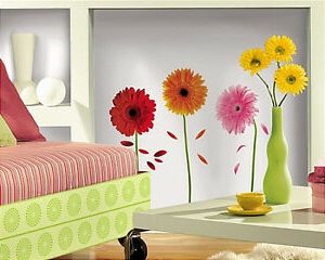 Recent Gerber Daisies Wall Stickers 8 Big Flower Decals Daisy In Stripes Wall Art (View 3 of 15)