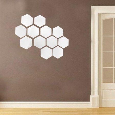 Recent Hexagons Wall Art For Womail 12Pcs 3D Mirror Hexagon Vinyl Removable Wall (View 6 of 15)