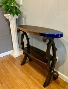 Recent Live Edge Walnut Entryway Console Table With Epoxy Resin Within Rustic Walnut Wood Console Tables (View 13 of 15)
