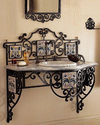 Recent Maitland Smith – Iron Scroll Vanity – Traditional Pertaining To Aged Black Iron Console Tables (View 10 of 15)