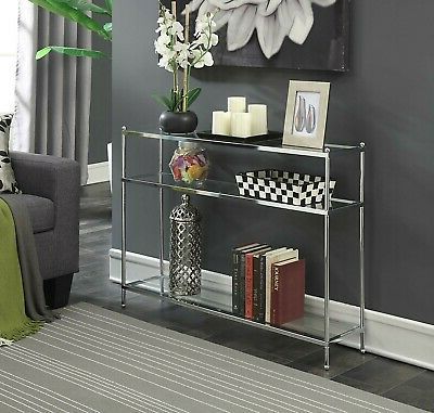 Recent Modern Glass Shelf Console Sofa Table Accent Display Intended For Glass And Chrome Console Tables (View 6 of 15)