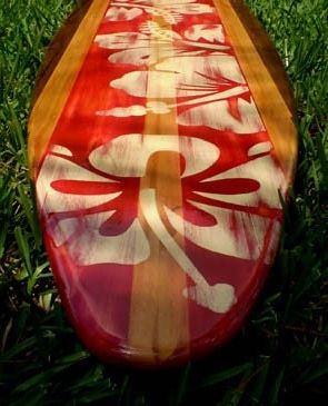 Red Vintage Distress Classic Surfboard Wall Art Solid Wood Regarding Best And Newest Oak Wood Wall Art (View 12 of 15)