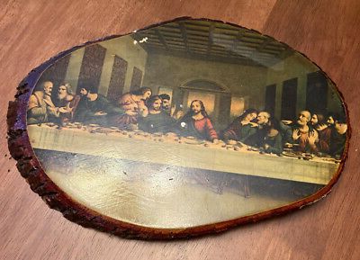 Retro Wood Wall Art Inside Well Liked Vintage The Lords Last Supper On Natural Wood Slab Wall (View 12 of 15)