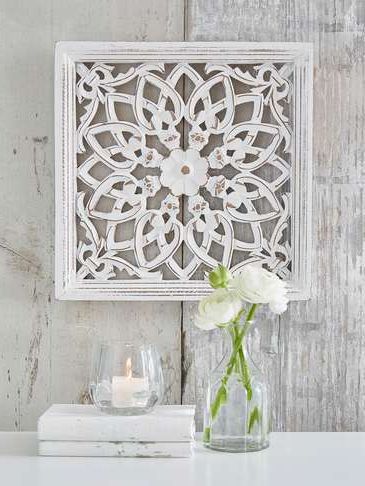Round Carved Wall Panel White Pertaining To Hexagons Wood Wall Art (View 15 of 15)