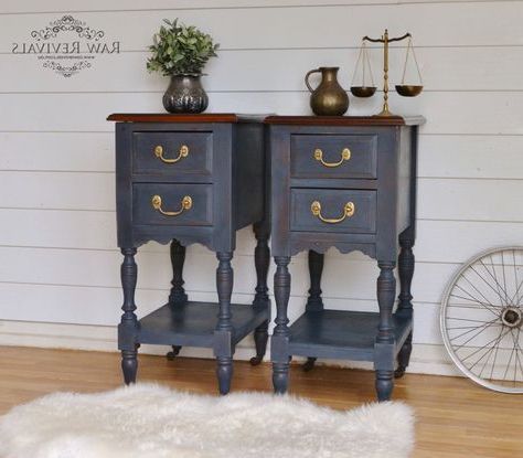 Rustic Bedside For 2020 Antique Blue Wood And Gold Console Tables (View 10 of 15)