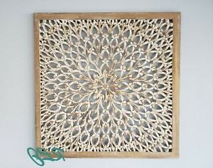 Rustic Decorative Square Wood Carved Scroll Lacework Wall Within Well Known Landscape Wood Wall Art (View 4 of 15)