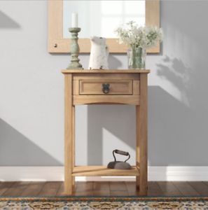 Rustic Small Console Table Drawer Solid Wood Hall Intended For Recent Rustic Espresso Wood Console Tables (View 11 of 15)
