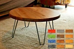 Rustic Vintage Industrial Loft Round Wooden Coffee Table Inside 2019 Metal Legs And Oak Top Round Console Tables (View 12 of 15)