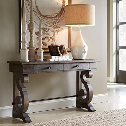 Rustic Walnut Wood Console Tables Throughout Recent Amazon: Traditional Weathered Peppercorn Storage (View 12 of 15)