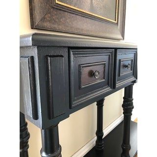 Shop Traditional Antique Black Veneer 48 Inch Console Pertaining To Preferred Gray Wood Veneer Console Tables (View 9 of 15)