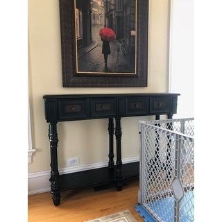 Shop Traditional Antique Black Veneer 48 Inch Console Regarding Most Up To Date Gray Wood Veneer Console Tables (View 10 of 15)