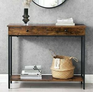 Slim Hallway Console Table Narrow Entryway Industrial Inside Best And Newest Antique White Black Console Tables (View 4 of 15)