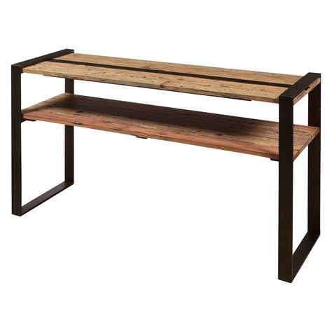Smoked Barnwood Console Tables In Current Right2Home Rustic Industrial Reclaimed Wood Sofa Table (View 1 of 15)