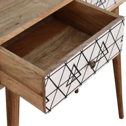 Solid Mango Wood Black And White Triangle Screen Printed Throughout Well Known Triangular Console Tables (View 8 of 15)