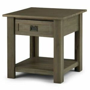 Square Weathered White Wood Console Tables For Best And Newest Simpli Home Monroe Solid Acacia Wood Square End Table In (View 3 of 15)