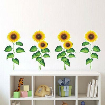 Stripes Wall Art Throughout Most Recently Released Sunflower Diy Pvc Removable Wall Art Sticker Decals Room (View 12 of 15)